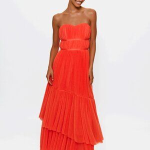 NWOT | Hutch Anthropologie Strapless Dress, Orange/Red Size S